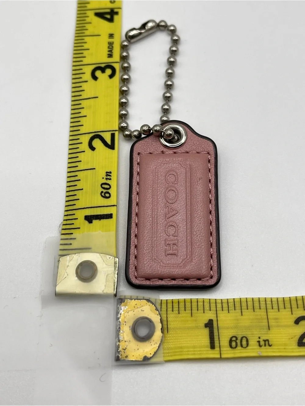 Coach Iridescent Blush Pink Leather Hang Tag Key Fob